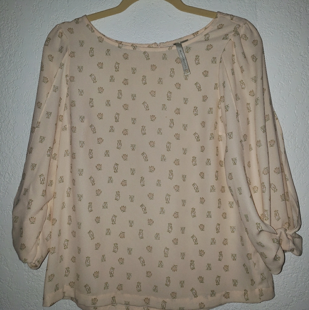 Blush owl blouse